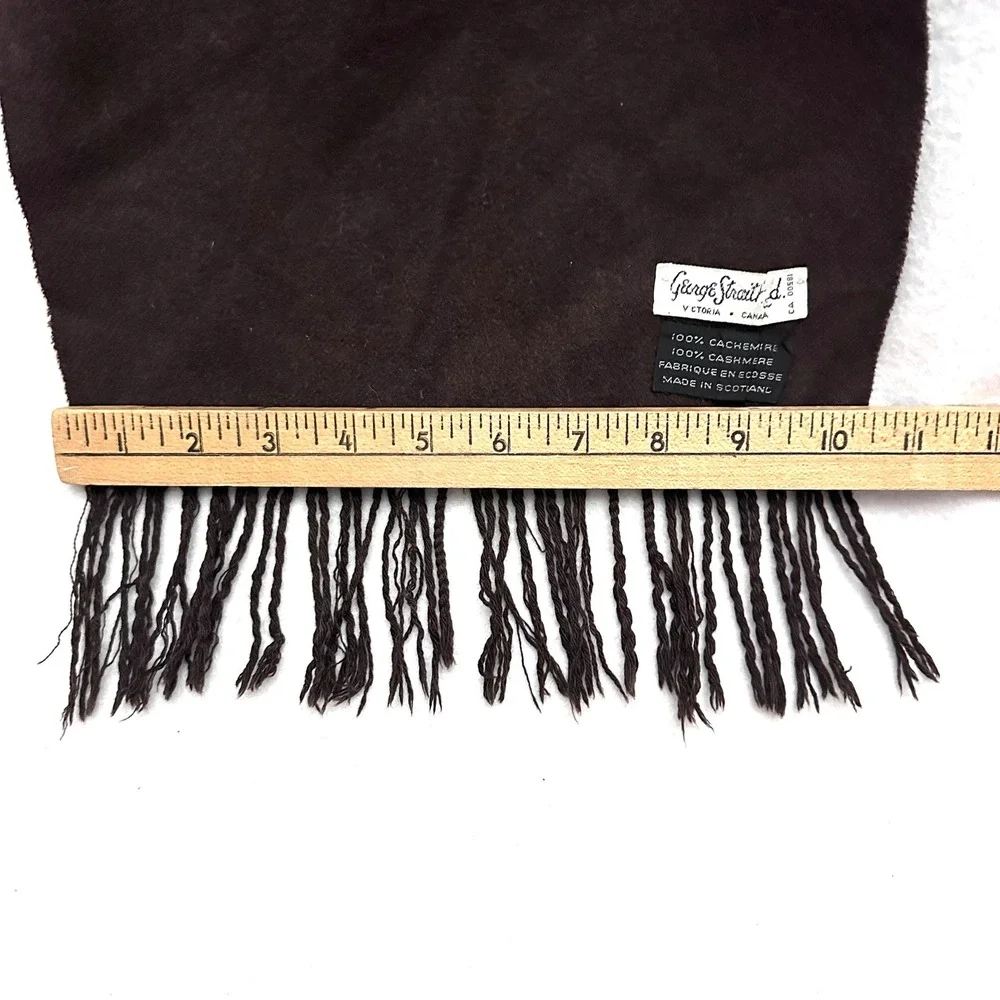 George Straith 1960s 100% Cashmere Scarf Made in Scotland Fringed Vintage Brown